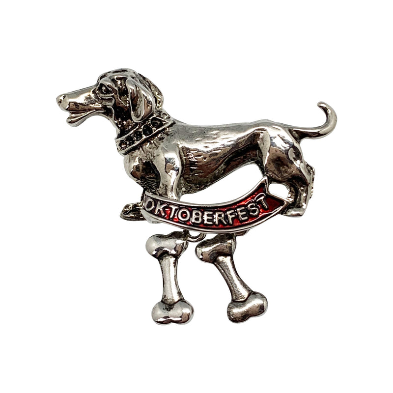 German Oktoberfest Hat Pin Metal Dachshund Dog German Banner