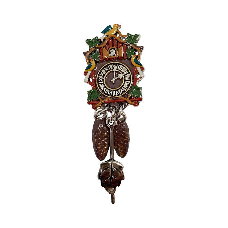 German Oktoberfest Hat Pin Colored Metal Cuckoo Clock