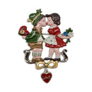 German Oktoberfest Hat Pin Colored Metal Kissing Couple-HP09