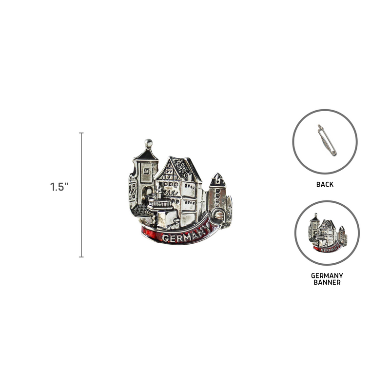 German Oktoberfest Hat Pin Metal Village Scene Oktoberfesty Banner