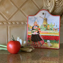 Tulip Girl Porcelain Cheeseboard with Cork Backing
