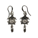 German Cuckoo Clock Pendant Silver Plated Earrings