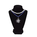 Blue & White Pearl German Costume Edelweiss Necklace