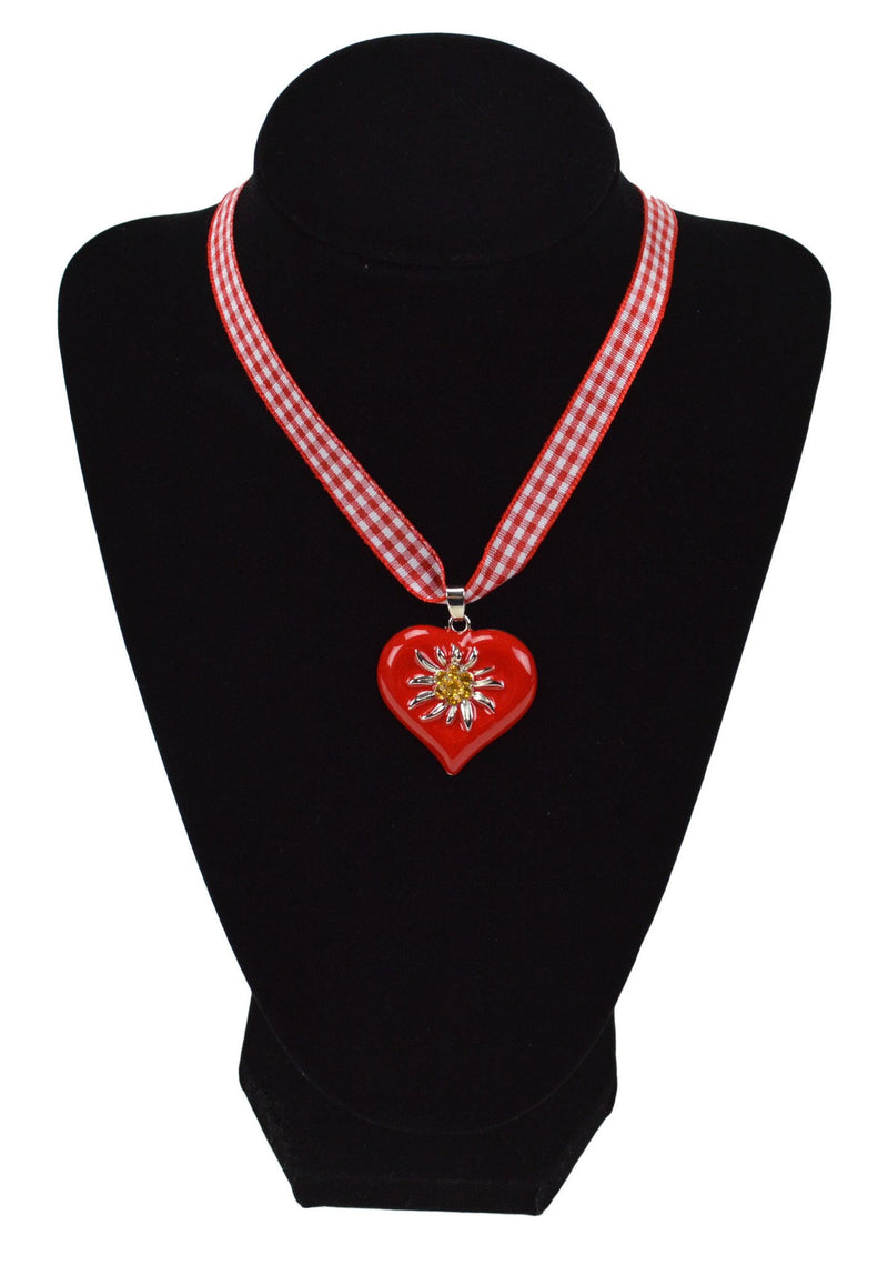 Edelweiss Red Heart Necklace Jewelry - GermanGiftOutlet.com
 - 1