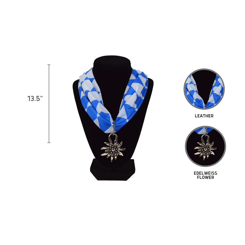 Oktoberfest Costume Bavarian Scarf with Edelweiss Pendant