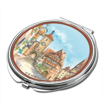 Rothenburg Street Scene Compact Mirror made of Metal - GermanGiftOutlet.com