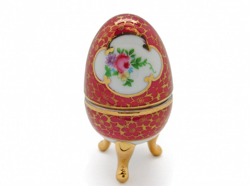Vintage Victorian Antique Egg Jewelry Box Antique Red - GermanGiftOutlet.com
 - 1
