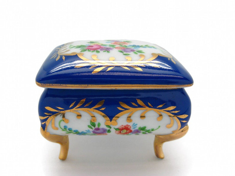 Vintage Victorian Antique Square Jewelry Box Royal Blue - GermanGiftOutlet.com
 - 1