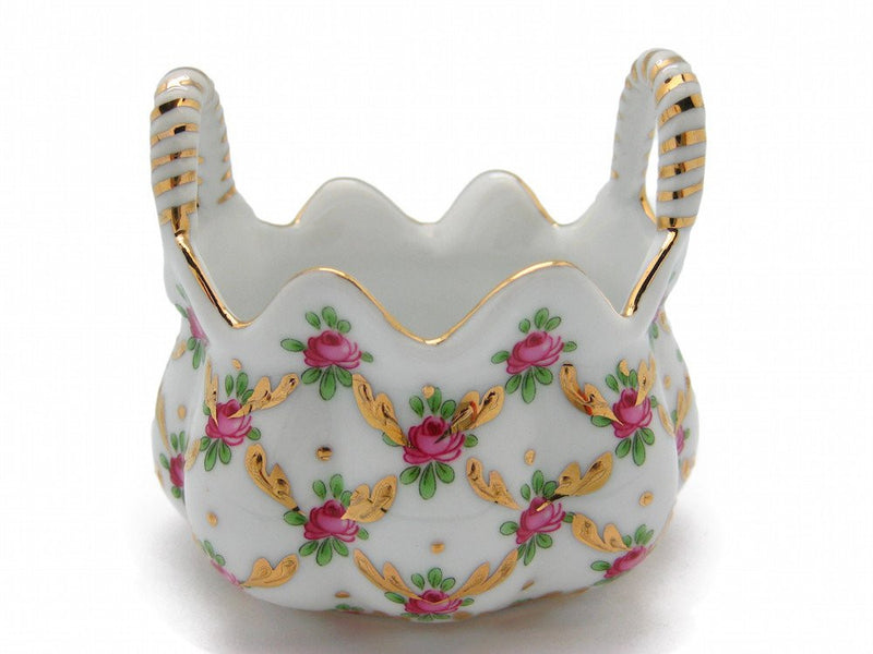 Vintage Victorian Antique Basket Jewelry Box Desert Rose - GermanGiftOutlet.com
 - 1