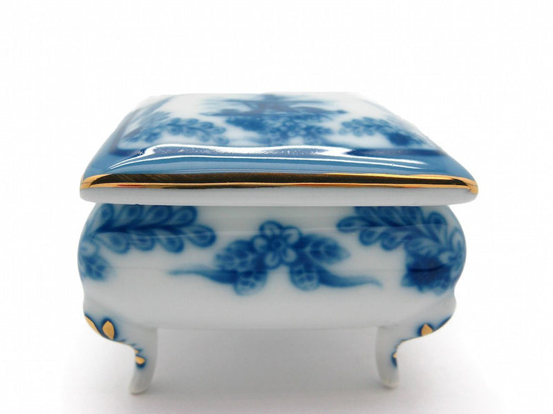 Vintage Victorian Antique Square Jewelry Box Delft Blue - GermanGiftOutlet.com
 - 1