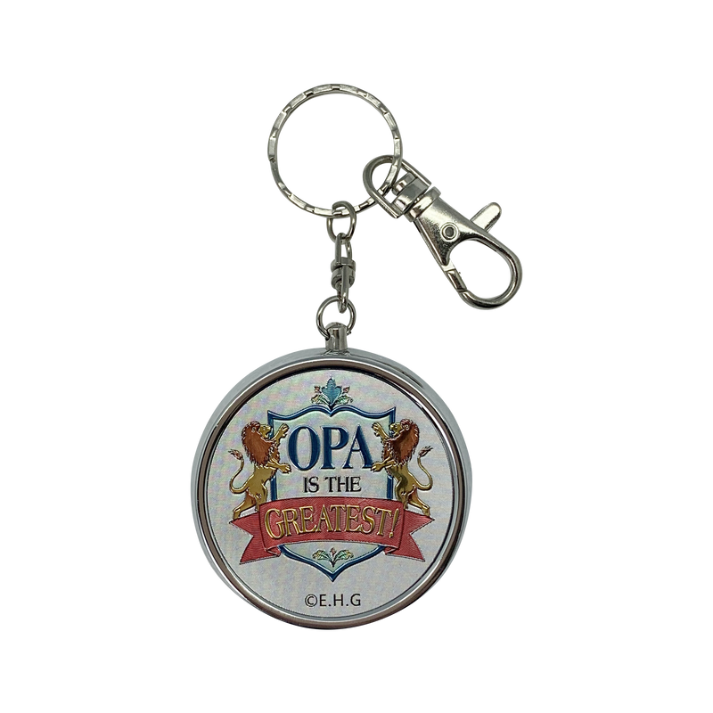 "Opa is the Greatest!" Metal Round Pill Box Keychain-KE02