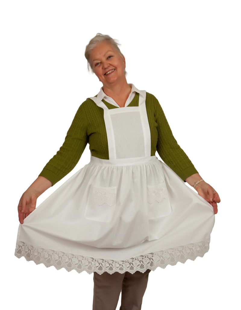 Victorian Adult Full Apron White - GermanGiftOutlet.com
 - 5