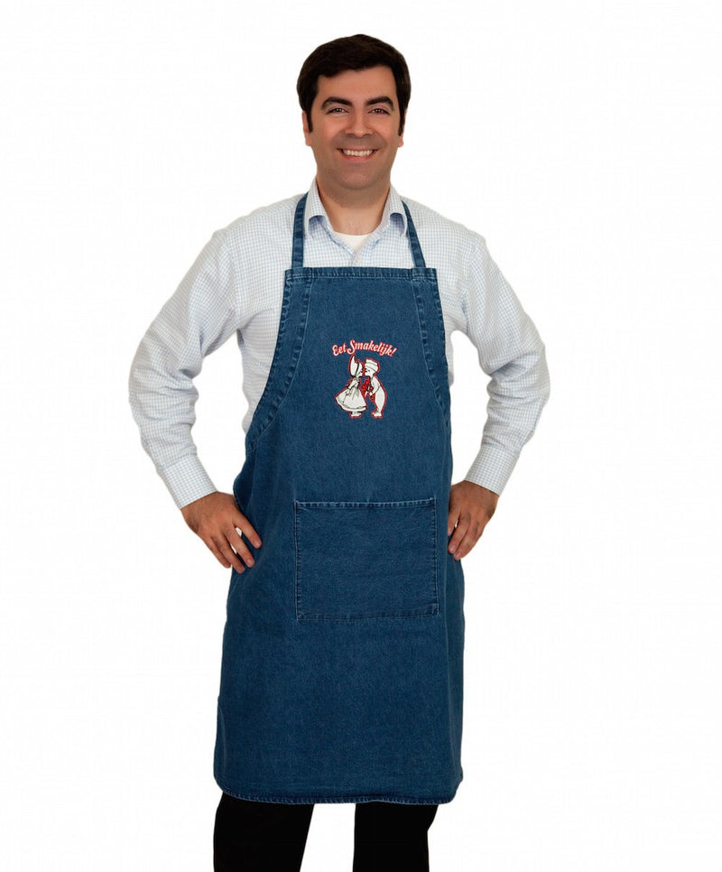 Embroidered Eet Smakelijk! Denim Apron - GermanGiftOutlet.com
