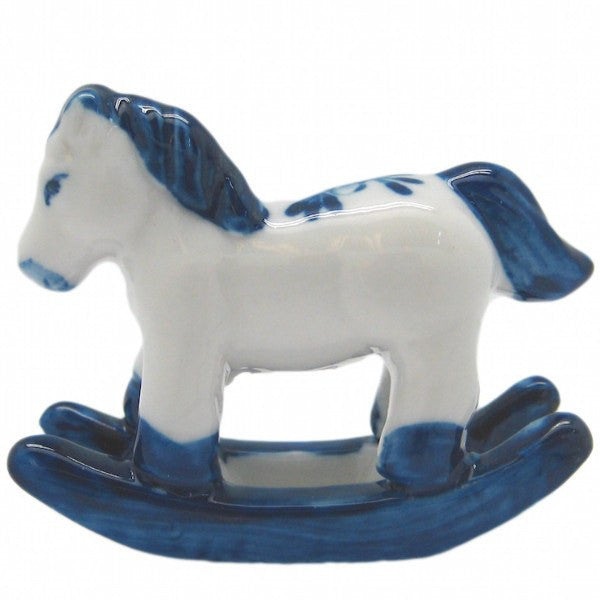 Porcelain Miniatures Animal Delft Rocking Horse - GermanGiftOutlet.com
 - 1