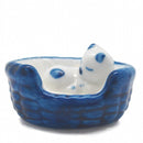 Porcelain Miniatures Animal Delft Cat In Basket - GermanGiftOutlet.com
 - 1