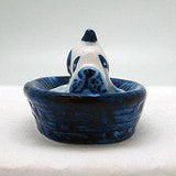 Miniature Animals Delft Blue Ceramic Dog Basket - GermanGiftOutlet.com
 - 2