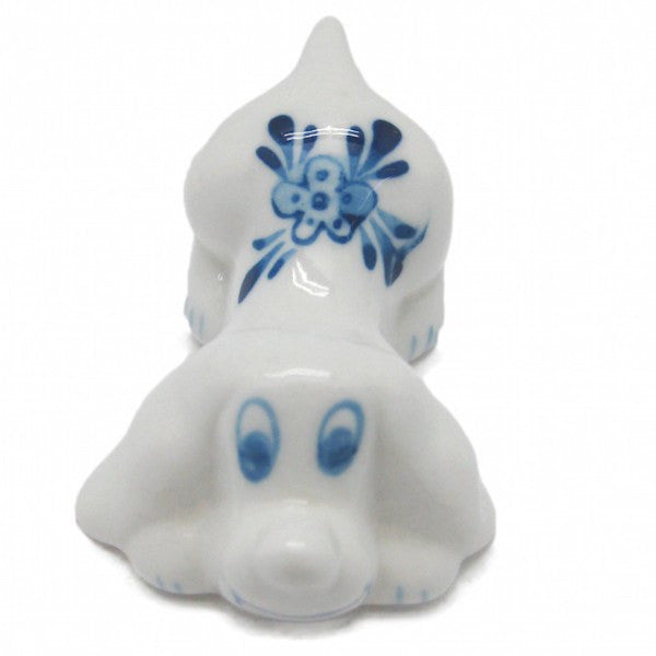 Animals Miniatures Delft Blue Happy Dog - GermanGiftOutlet.com
 - 1