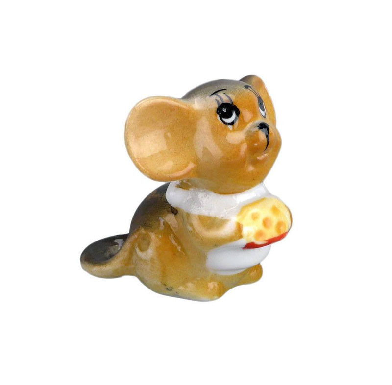 Collectible Ceramic Miniature Mouse with Cheese Color - GermanGiftOutlet.com
 - 1