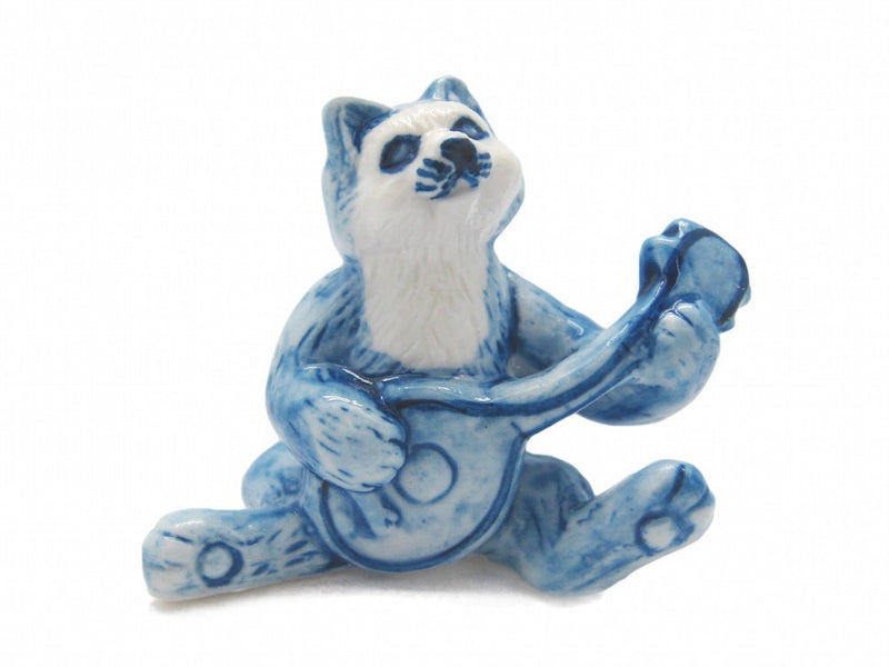 Miniature Musical Instrument Cat With Banjo Delft Blue - GermanGiftOutlet.com
 - 1