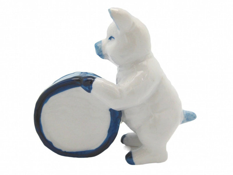 Miniature Musical Instrument Pig With Drum Delft Blue - GermanGiftOutlet.com
 - 1