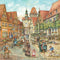 German Gift Magnet Tile Village Street Scene - GermanGiftOutlet.com
 - 1