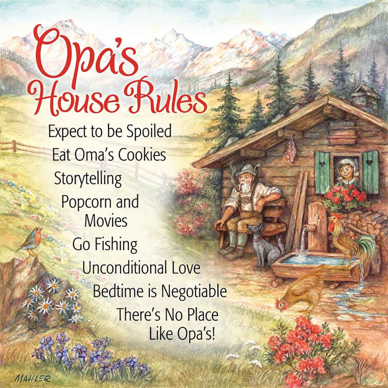 Gift for Opa Magnet Tile: Opa House Rules