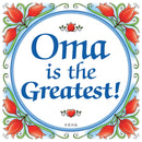 "Oma is the Greatest" Magnet Tile with Birds Design