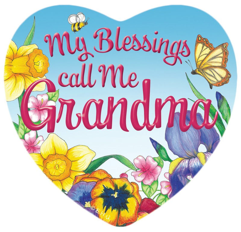 "My Blessings Call me Grandma" Heart Magnet Tile  - GermanGiftOutlet.com
