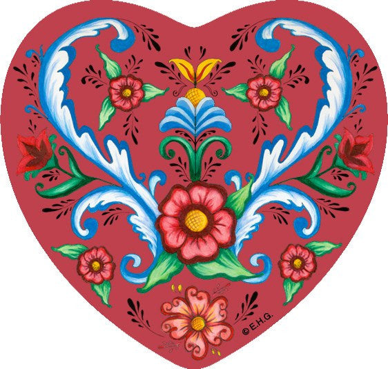 Tile Magnet: Rosemaling Hearts - GermanGiftOutlet.com
 - 1