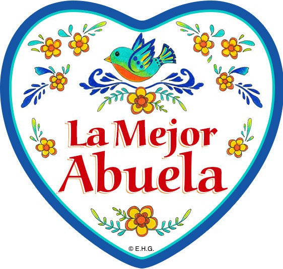 Abuela Gift "La Mejor Abuela" Heart Magnet Tile  - GermanGiftOutlet.com