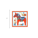 Dala Horse Decorative Kitchen Magnet Tile (Red)