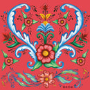 Tile Magnet: Hearts & Rosemaling