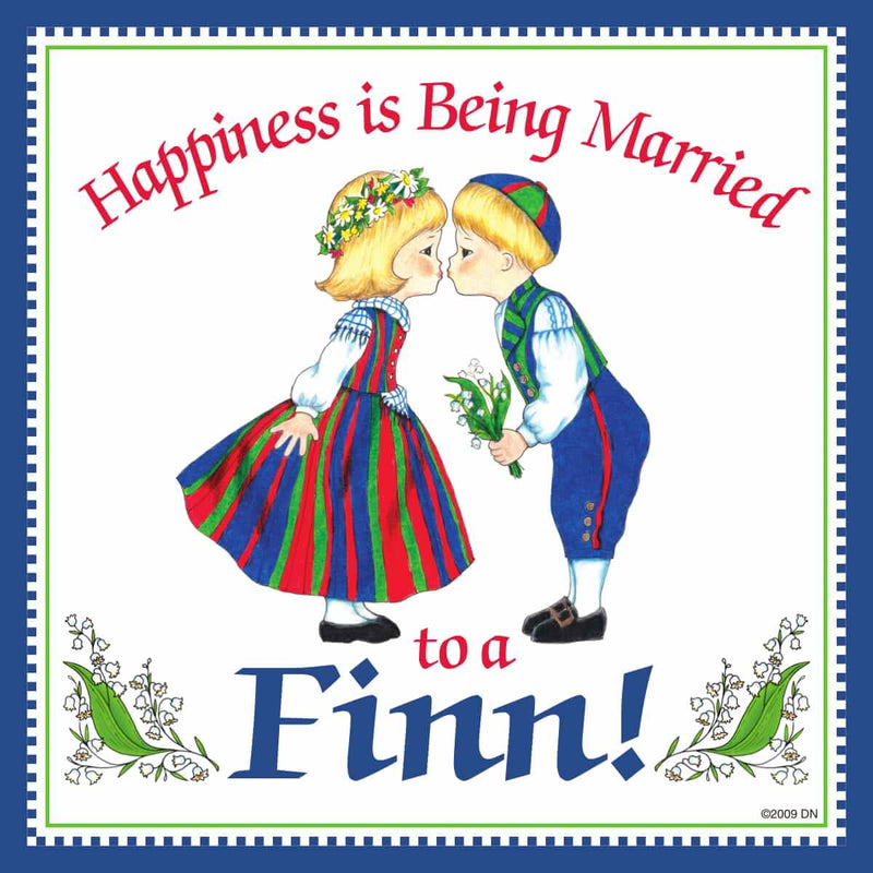 Finnish Souvenirs Magnetic Tile (Happiness Married To A Finn)