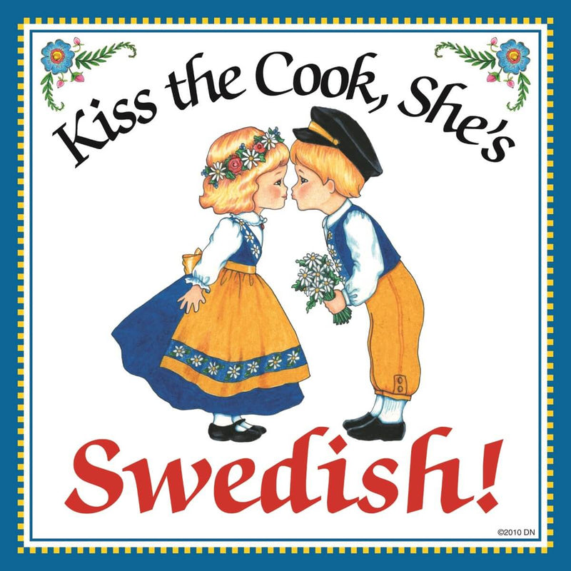 Swedish Souvenirs Magnet Tile (Kiss Swedish Cook)