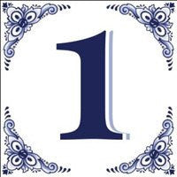 House Numbers Tile Blue and White - GermanGiftOutlet.com
 - 1