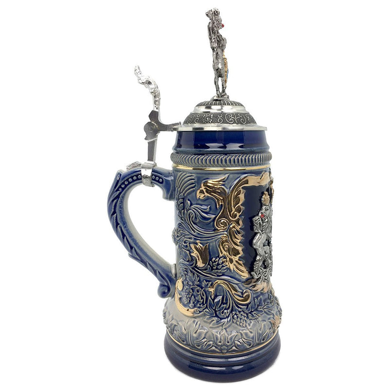 Regal Lion Lid Bayern Coat of Arms Zoller & Born .75L Stein