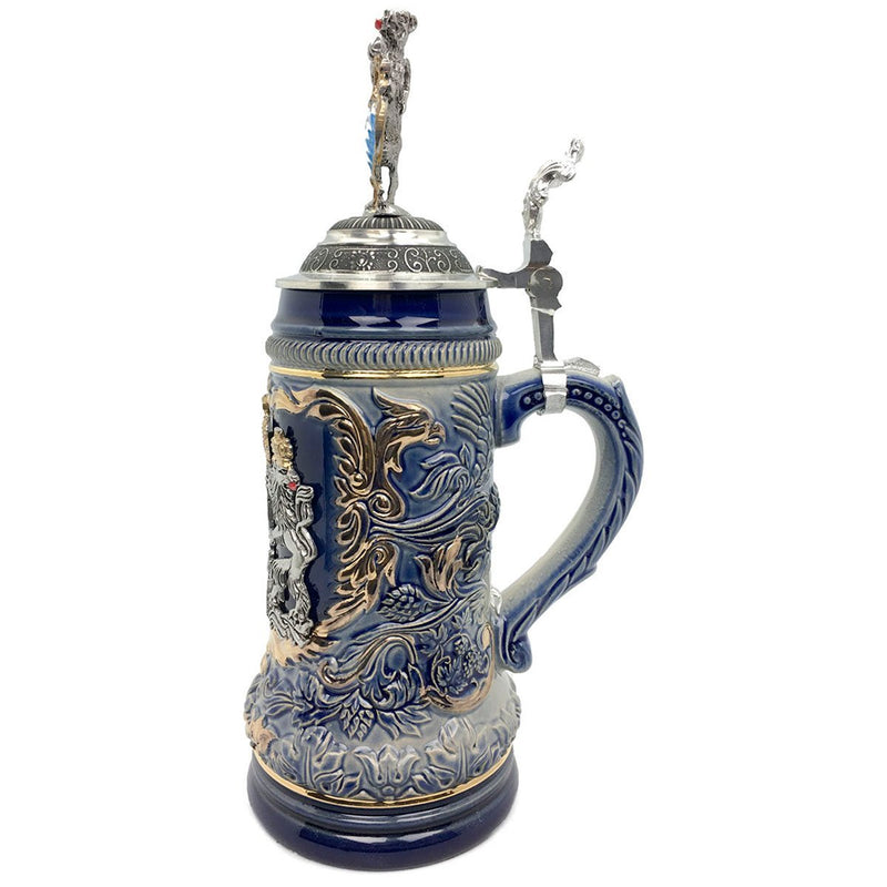 Regal Lion Lid Bayern Coat of Arms Zoller & Born .75L Stein