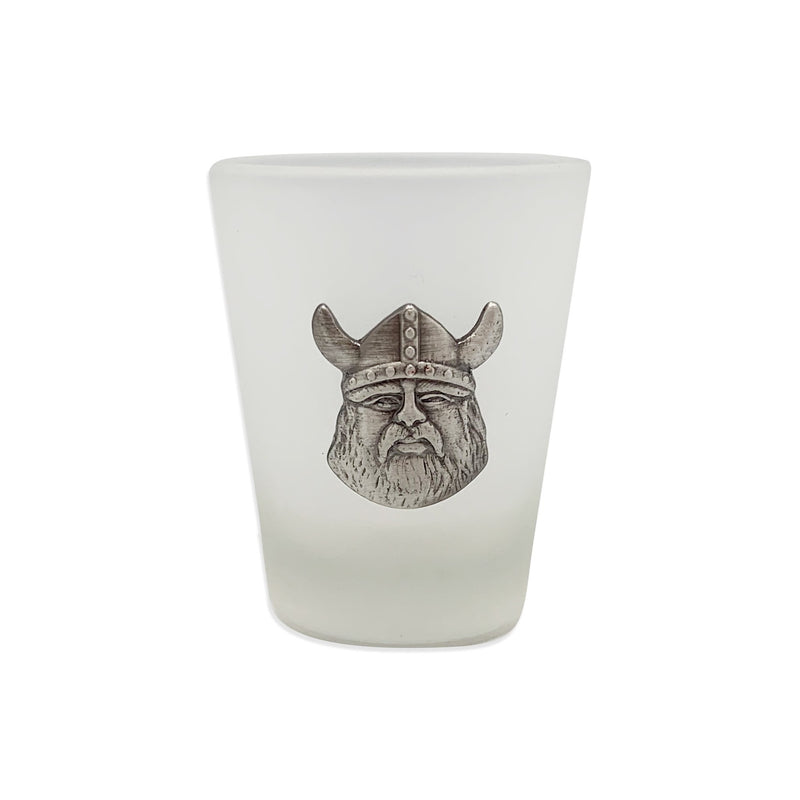 Frosted Shot Glass with Viking Metal Medallion-SH01