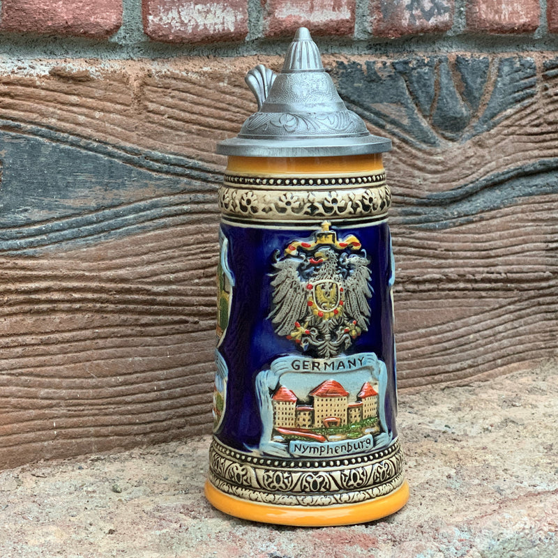 German Gift Outlet Engraved Beer Stein German Landmarks Metal Lid