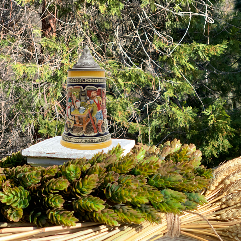 Engraved Beer Stein Alpine Pub Metal Lid