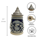 Bayern Coat of Arms Ceramic Beer Stein w/Lid