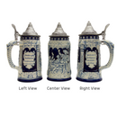 German Castle Cobalt Blue Beer Stein with Lid