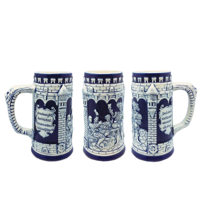 German Castle Cobalt Blue Beer Stein without Lid-ST02