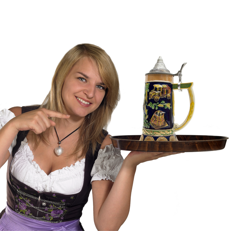 German Bier Brewers Collectible .85L Beer Stein with Lid