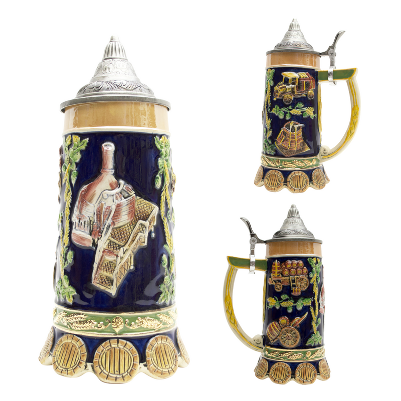German Bier Brewers Collectible .85L Beer Stein with Lid