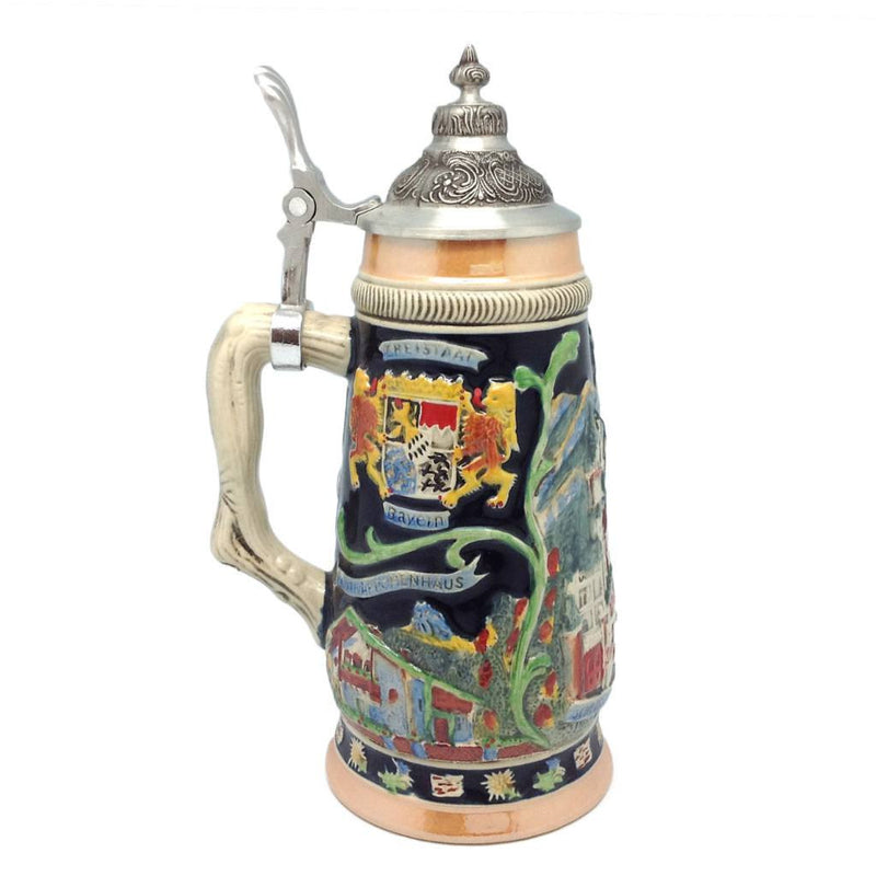 Ceramic Beer Stein Ludwig Theme w/Lid - GermanGiftOutlet.com
 - 3