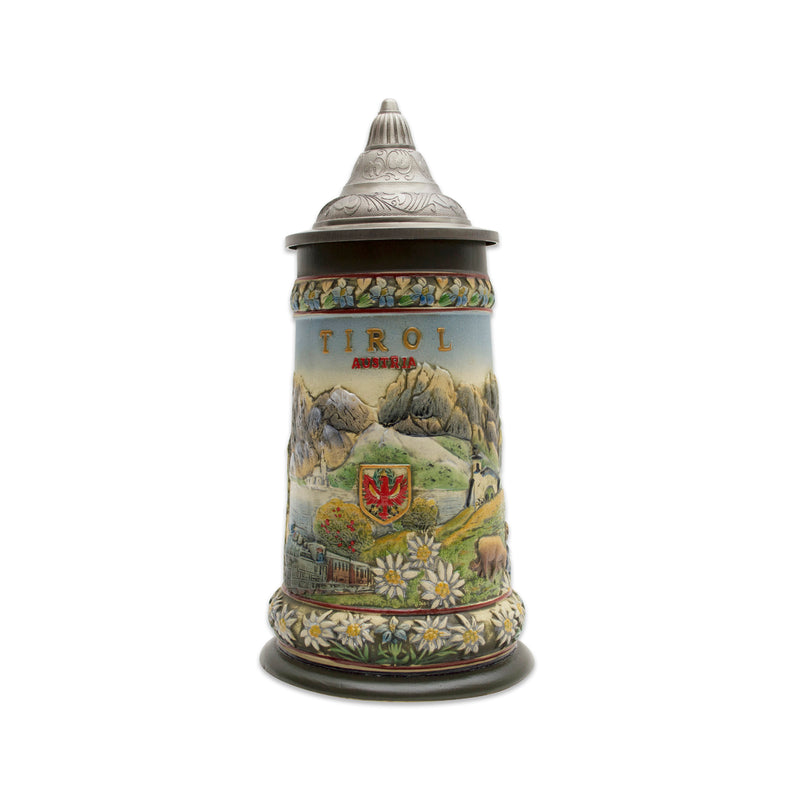 Tyrol Austrian Alps Beer Stein with Lid