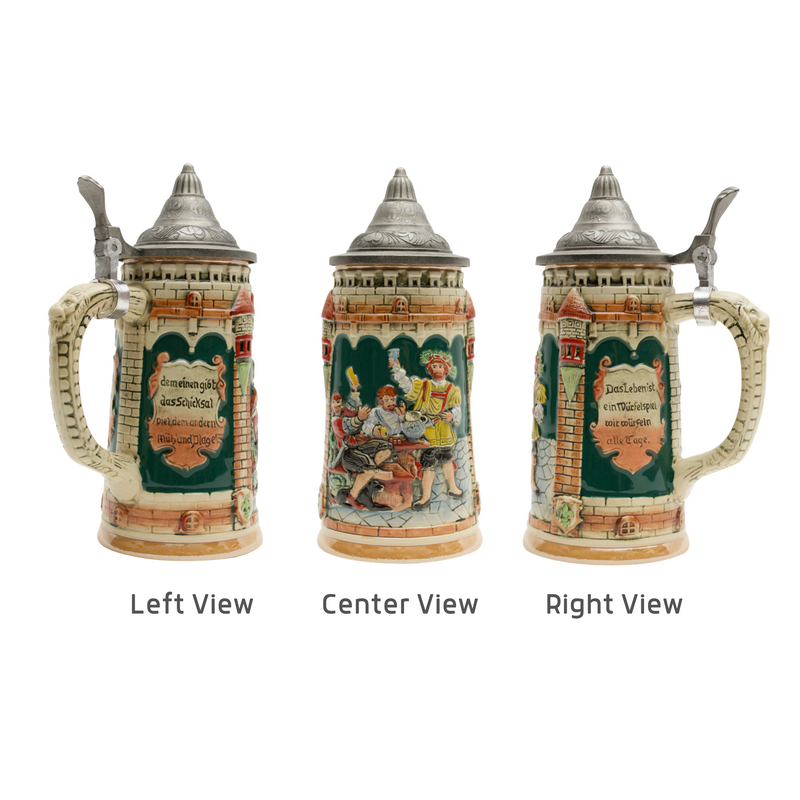 German Castle Engraved Beer Stein with Lid