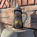 German Banner Collectible Beer Stein with Metal Lid