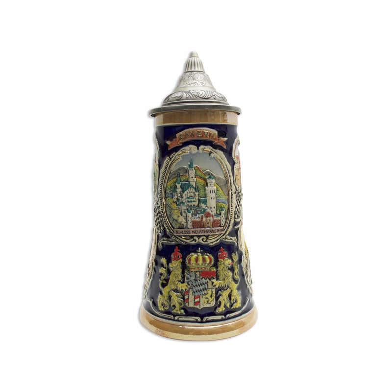 German Banner Collectible Beer Stein with Metal Lid